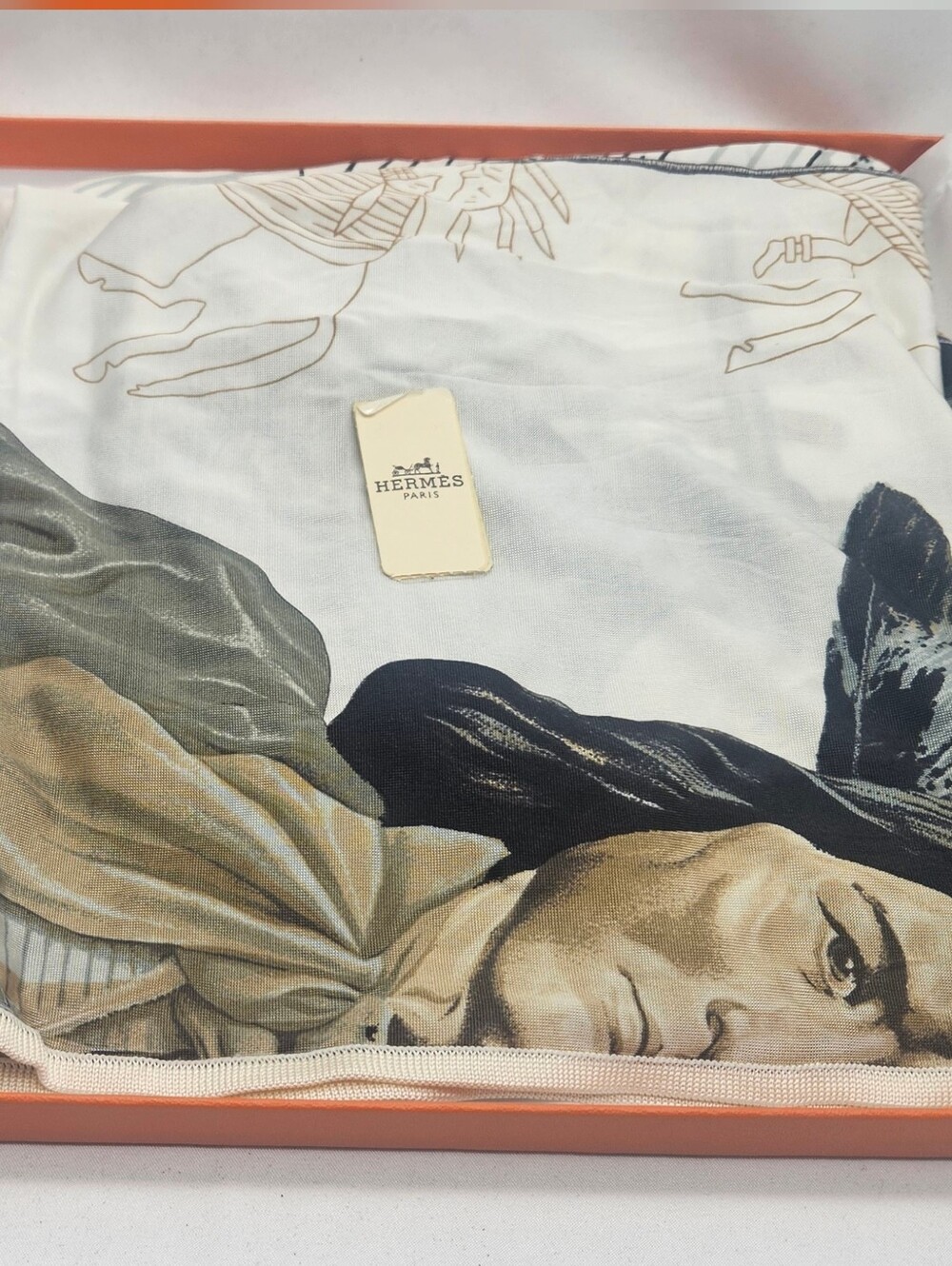 Hermes Authentic Carre En Carres Silk Jersey 90 By Bali Barret New In Box/Tag